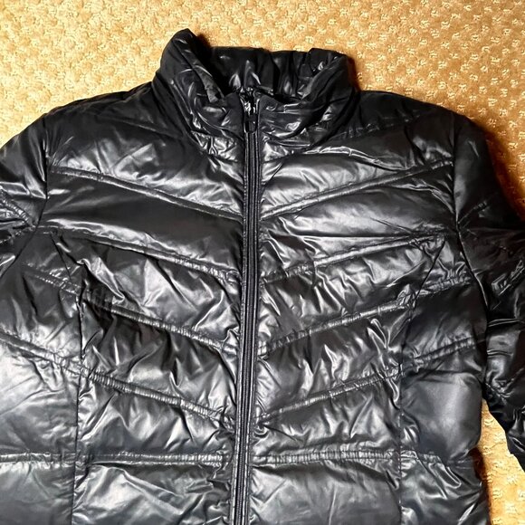 Coldwater Creek M Black Down Puffer Winter Coat Jacket Long Packable Outerwear - Picture 6 of 10